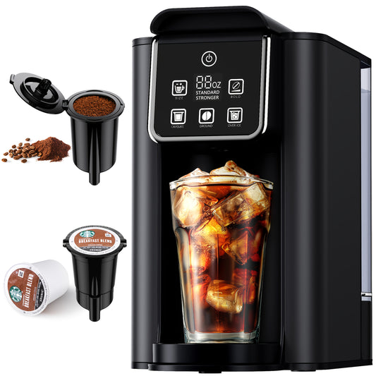 Hot & Iced Coffee Maker with Bold Setting, Single Serve Coffee Maker for K Cup And Grounds, 6-14oz Brew Sizes